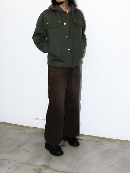 JIEDA　LEATHER COLLAR FADE COVERALL