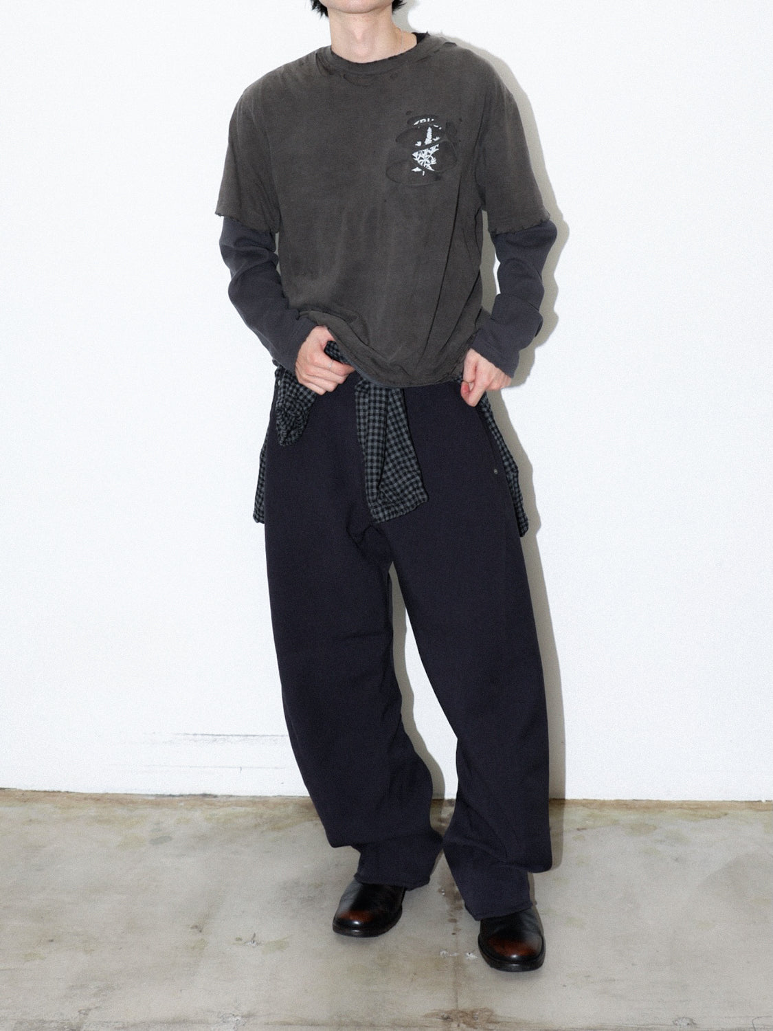 JIEDA　WAFFLE DAMAGE LAYERED L/S