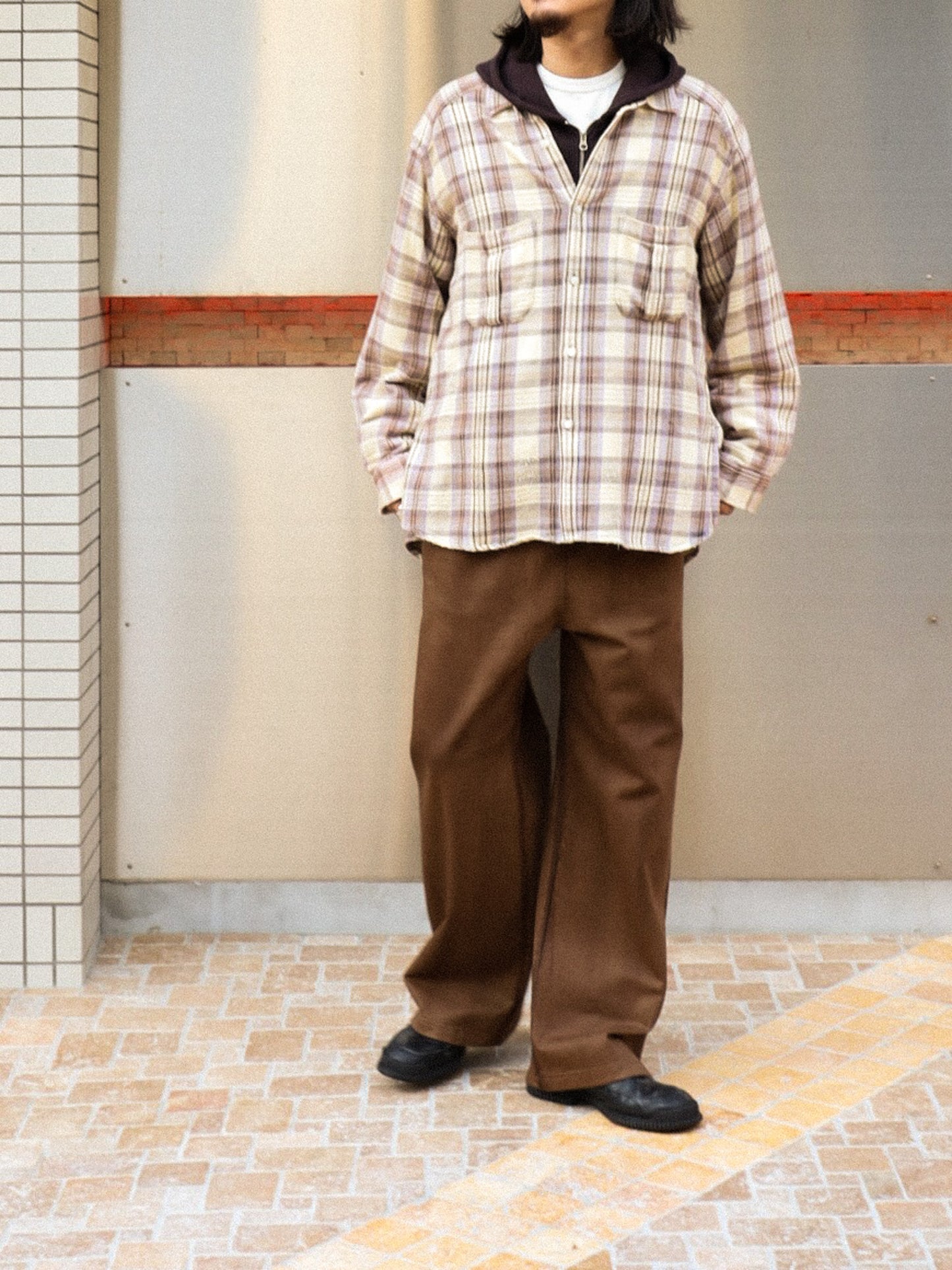 ANCELLM　NEL CHECK OVER WORK SHIRT