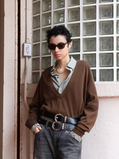 JIEDA　COTTON SILK V NECK KNIT