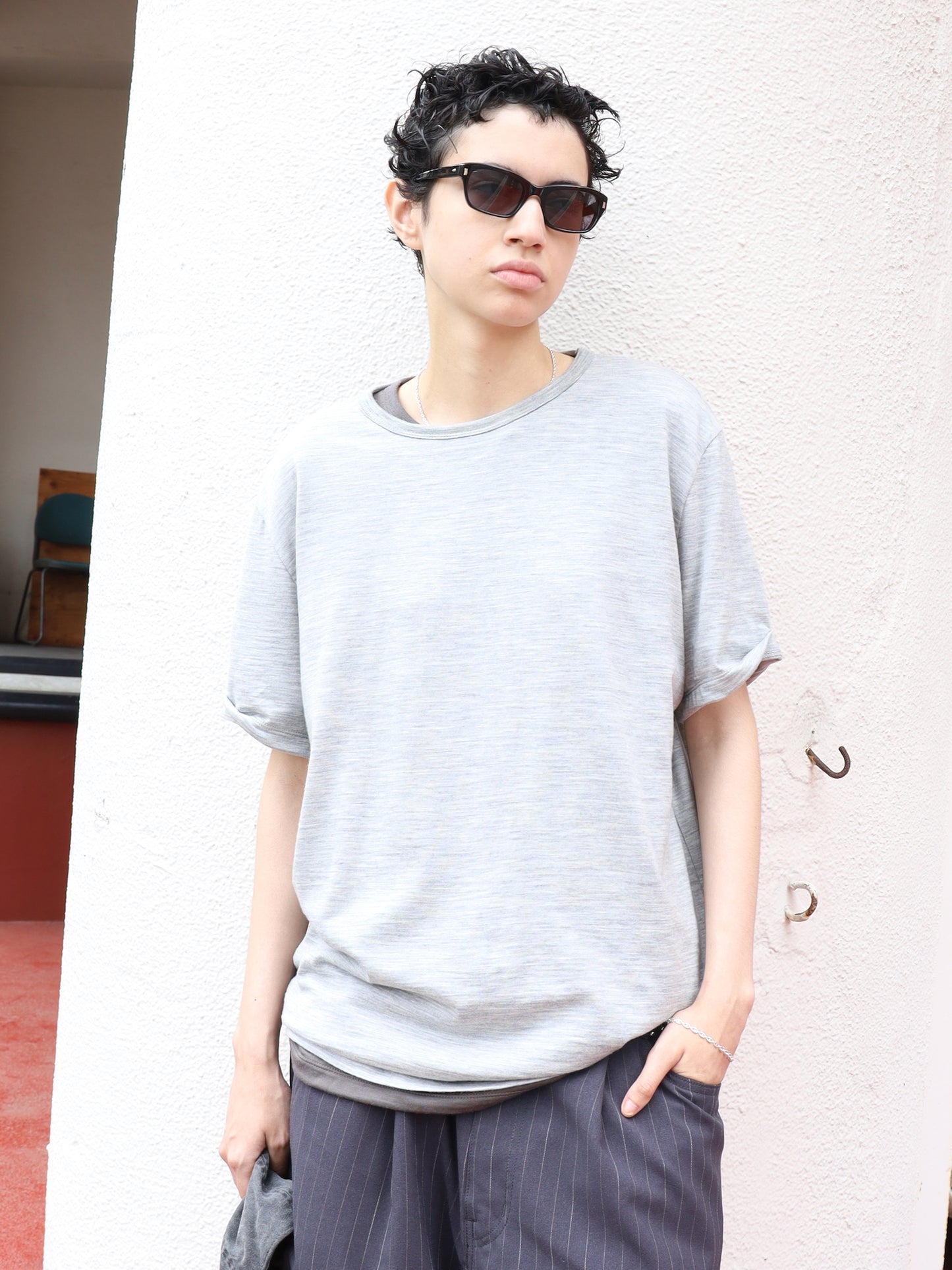 JIEDA　SLEEVE ROLL UP WOOL TEE