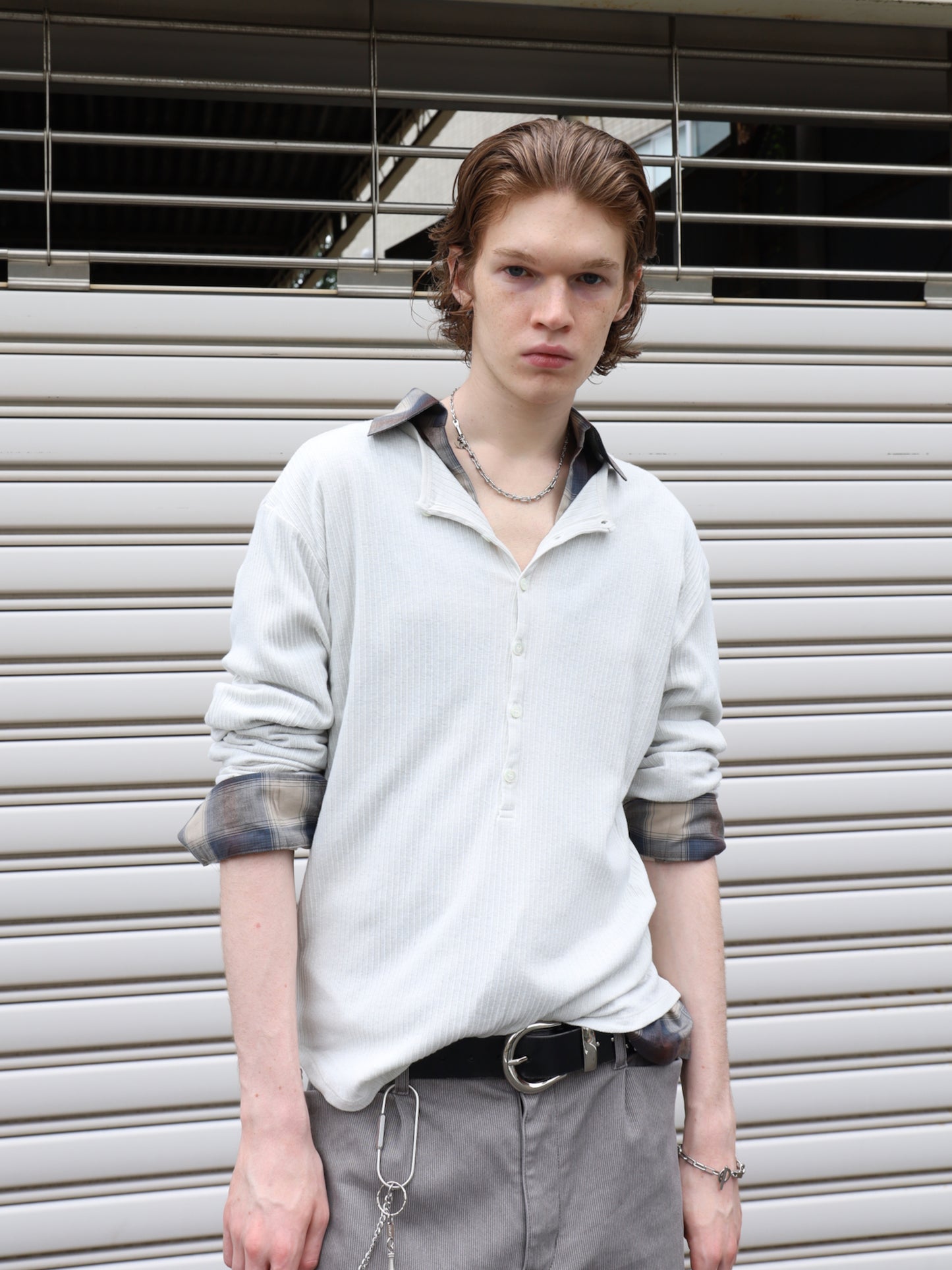 JIEDA　VINTAGE LIGHT RIB HENRY NECK L/S