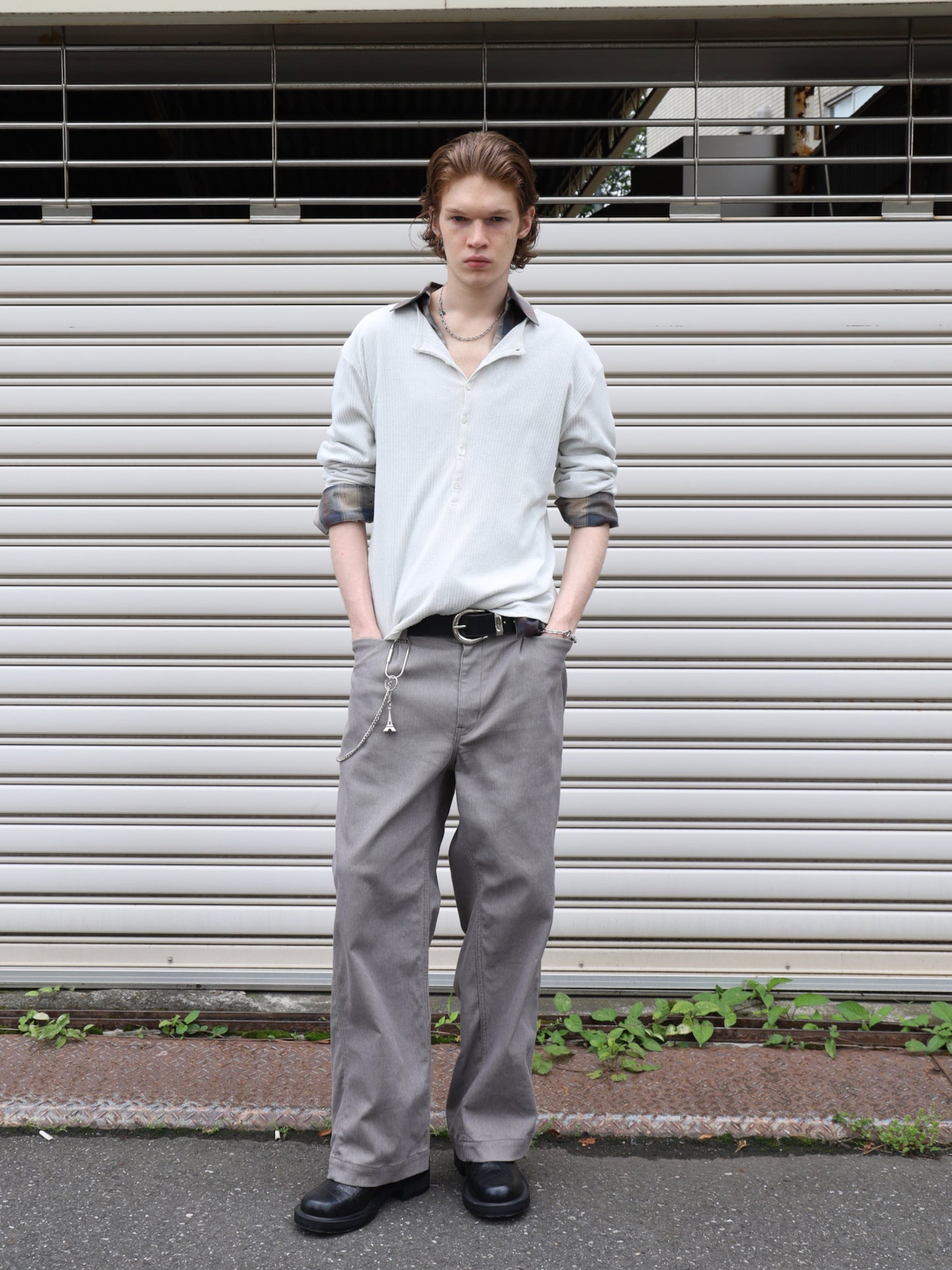 JIEDA　VINTAGE LIGHT RIB HENRY NECK L/S