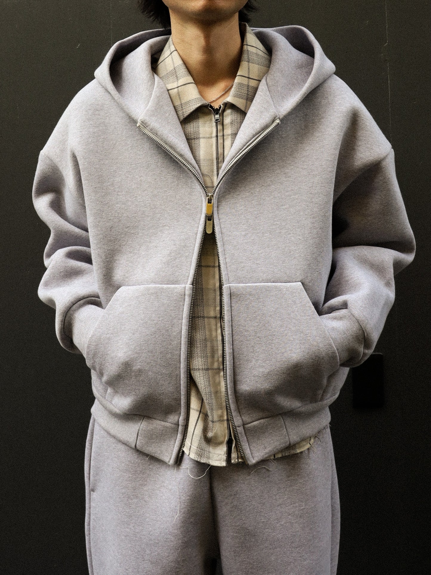 ANCELLM　C/R CHECK SHORT ZIPUP SHIRT JACKET