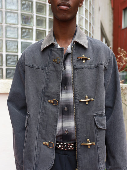 JIEDA　CHECK OPEN COLLAR SHIRT