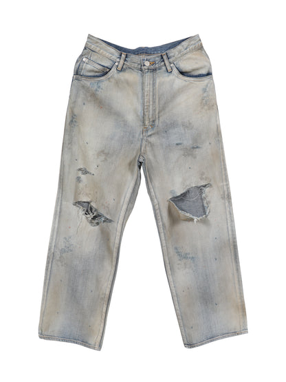 ANCELLM　CRASH MIDDLE STRAIGHT 5P DENIM PANTS