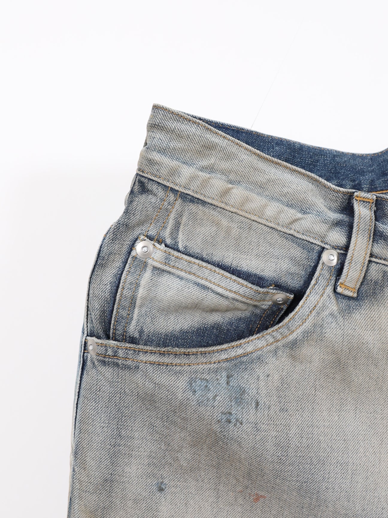 ANCELLM　CRASH MIDDLE STRAIGHT 5P DENIM PANTS