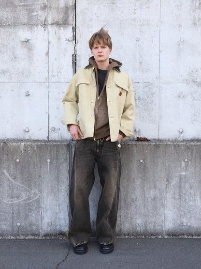 LEATHER COLLAR FADE COVERALL