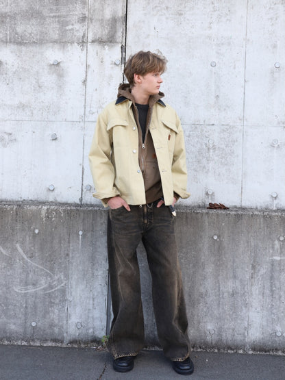 LEATHER COLLAR FADE COVERALL