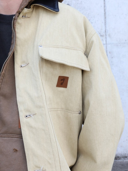 LEATHER COLLAR FADE COVERALL