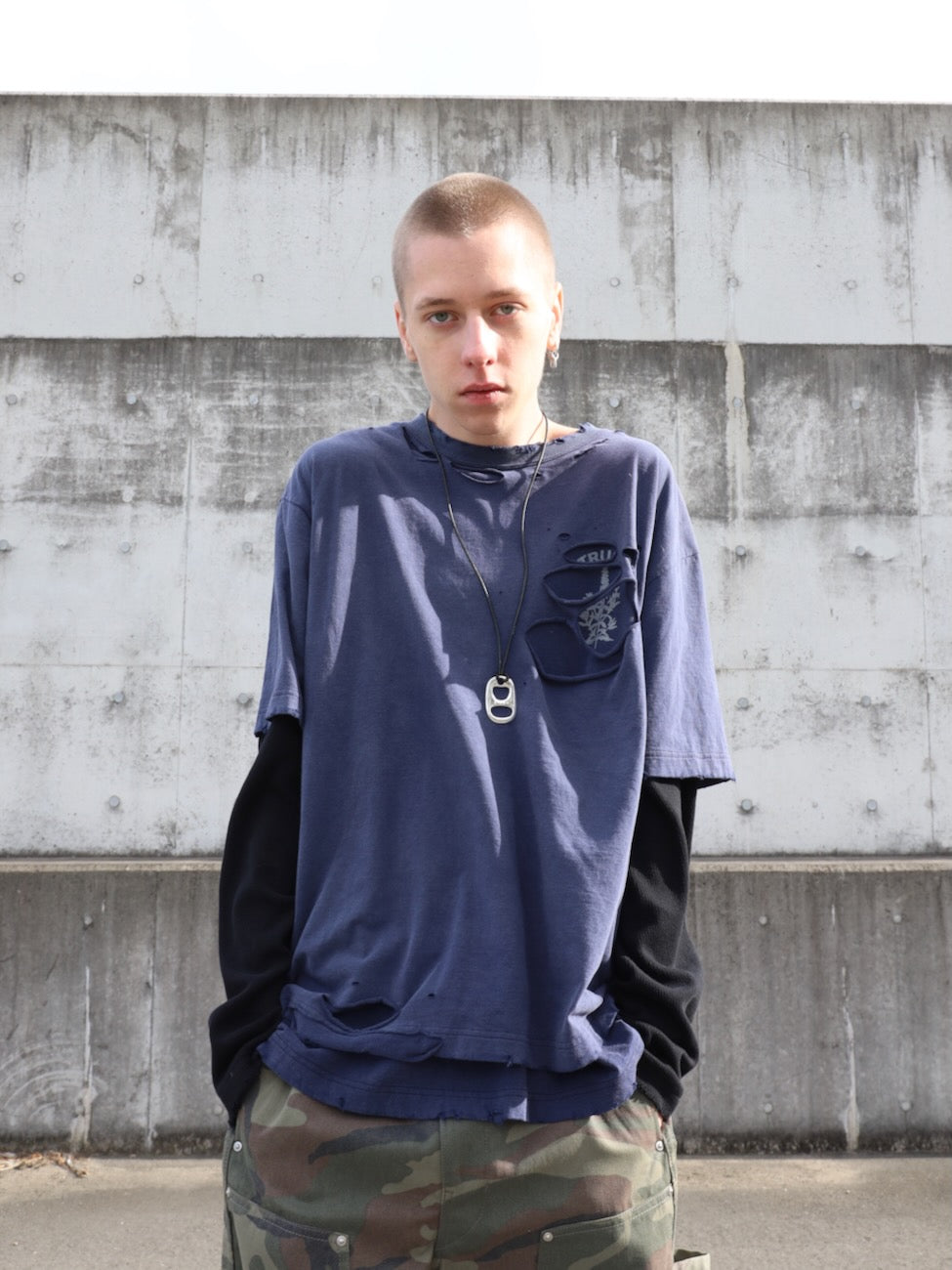 WAFFLE DAMAGE LAYERED L/S