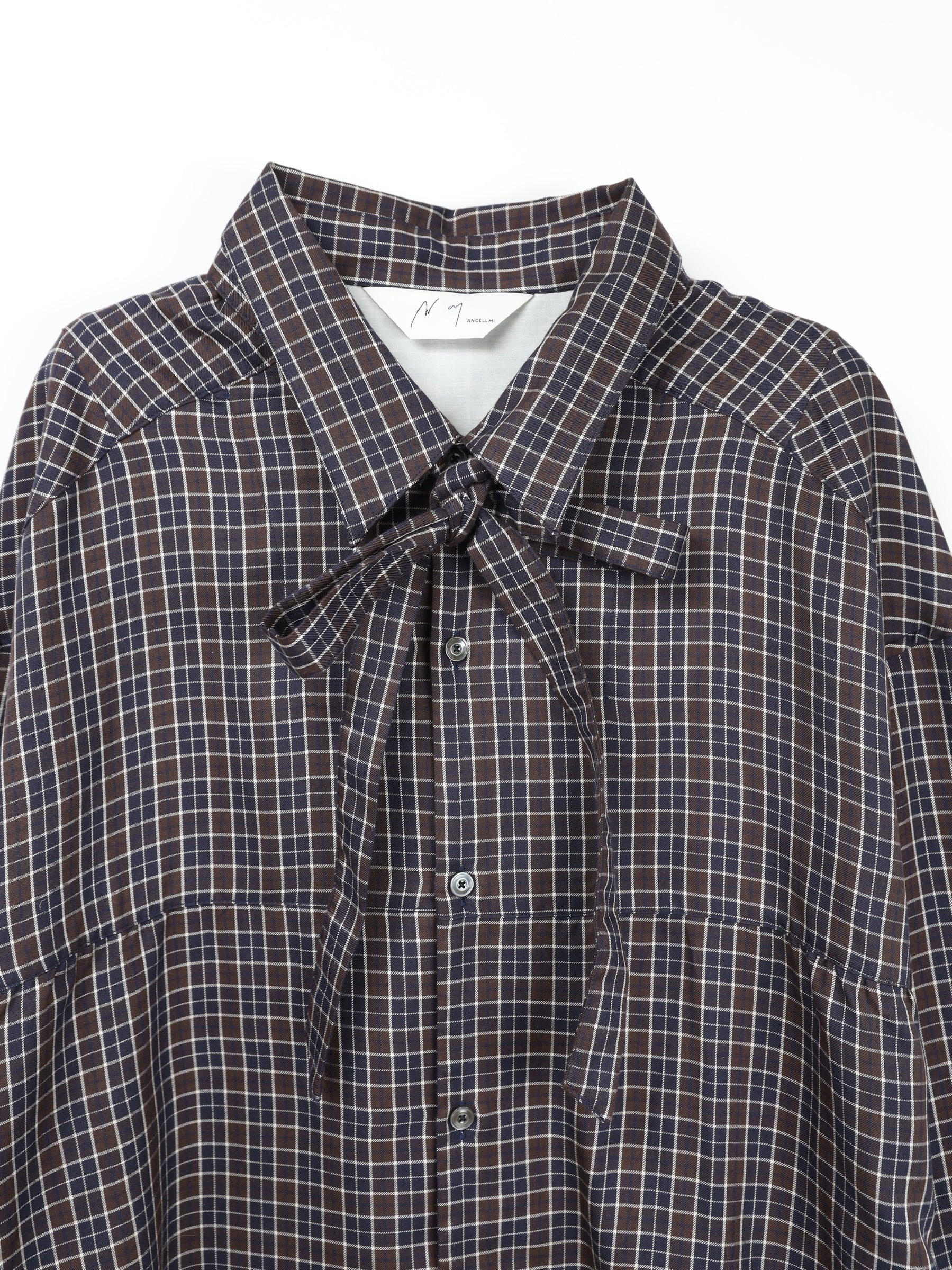 ANCELLM BOW-TIE CHECK SHIRT – KIKUNOBU ANCELLM BOW-TIE CHECK SHIRT – KIKUNOBU