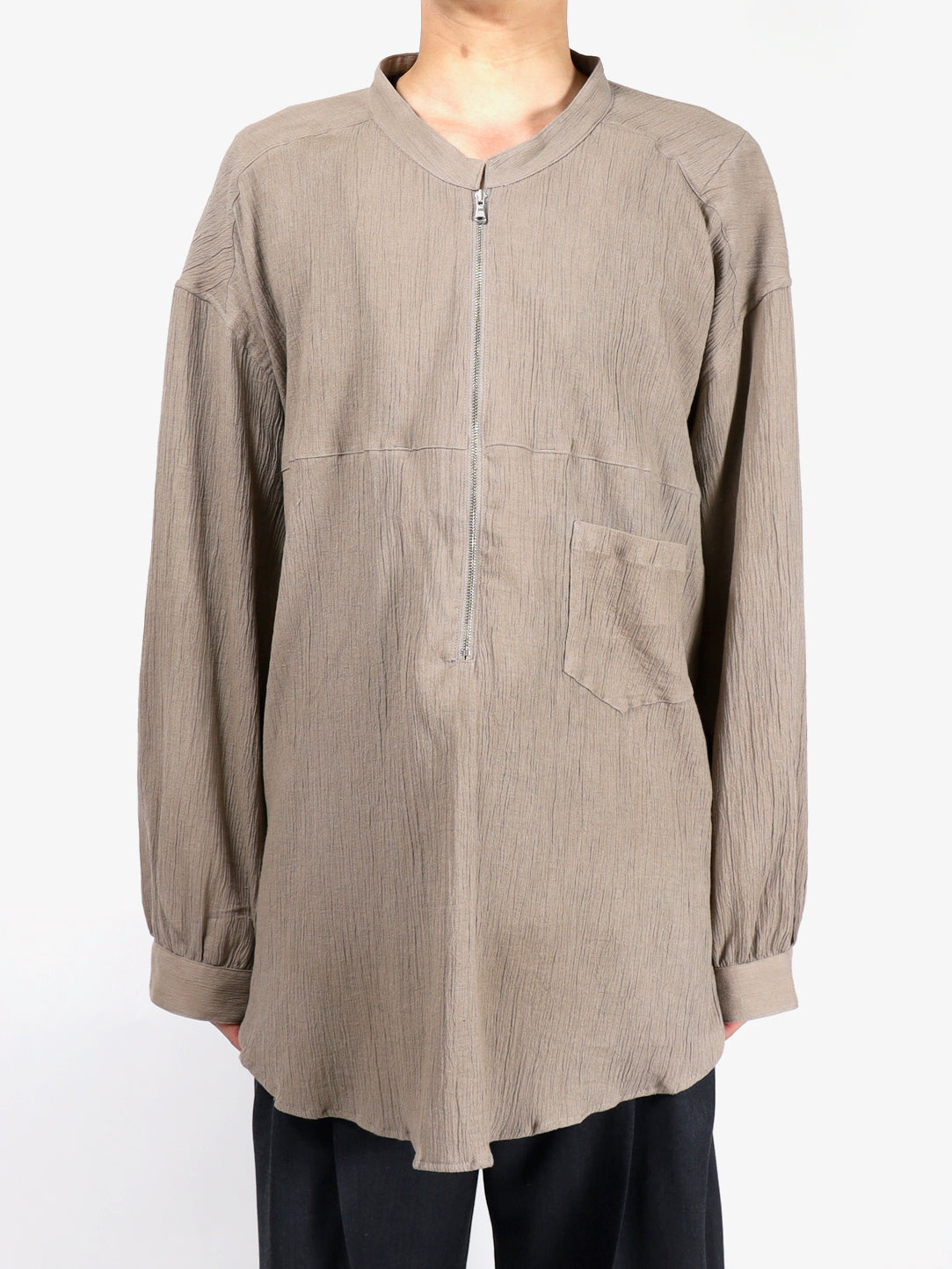 ANCELLM CREPE HALF ZIP SHIRT – KIKUNOBU