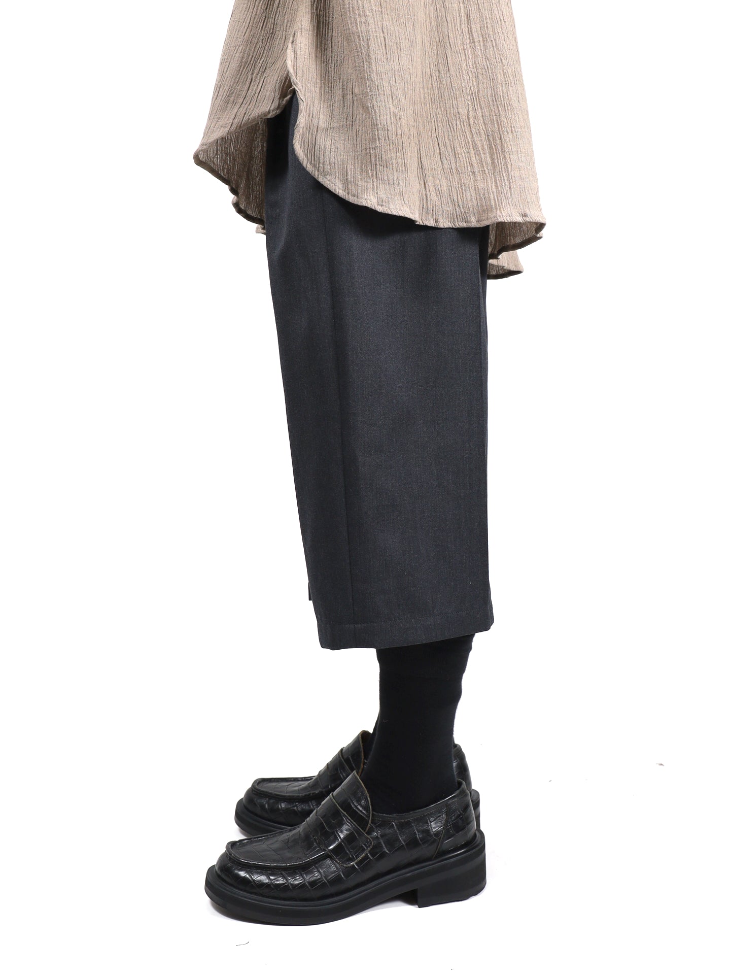 RICE NINE TEN　THREE QUARTER WOOL 2TUCK TROUSERS