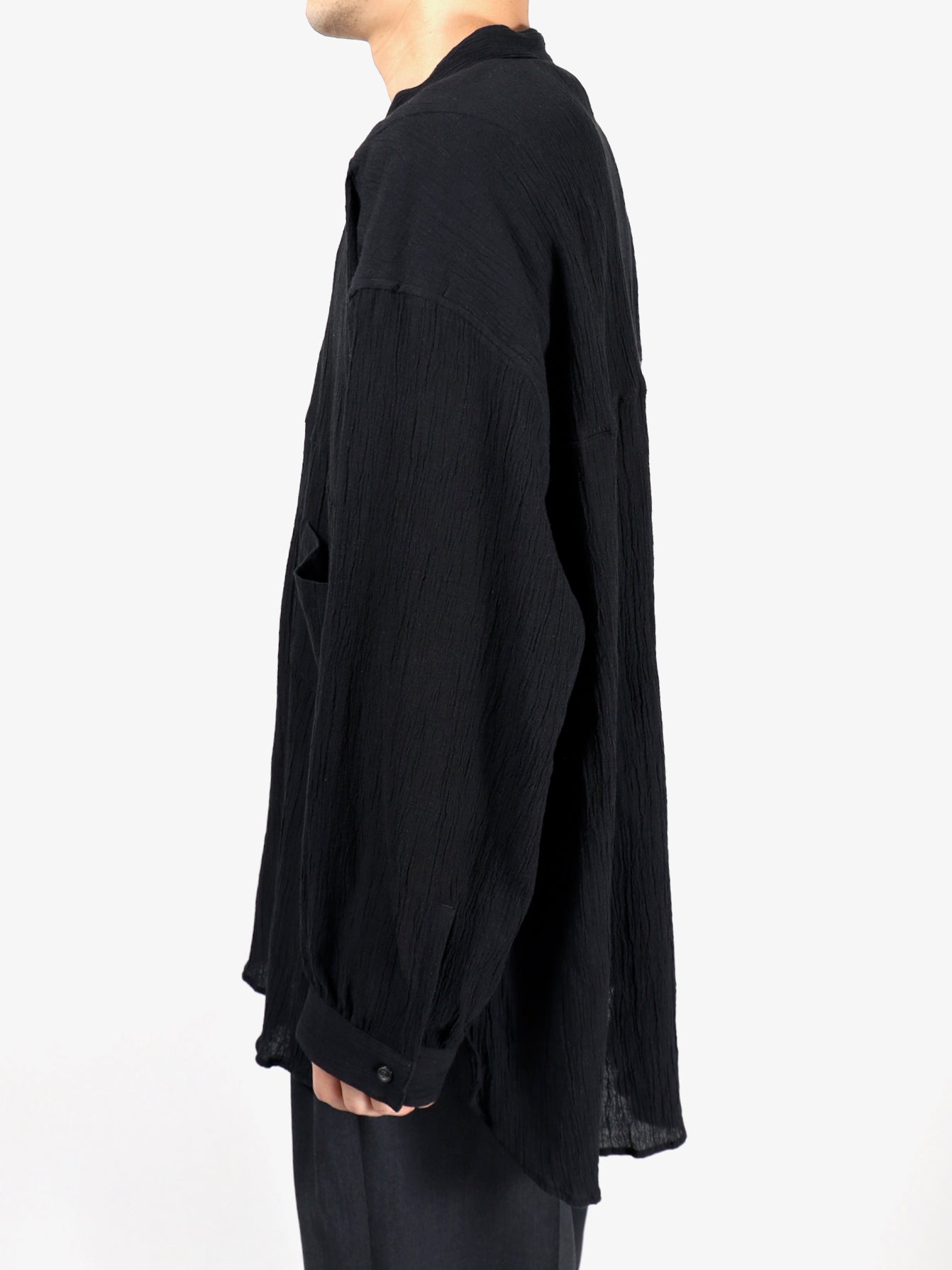 ANCELLM　CREPE HALF ZIP SHIRT