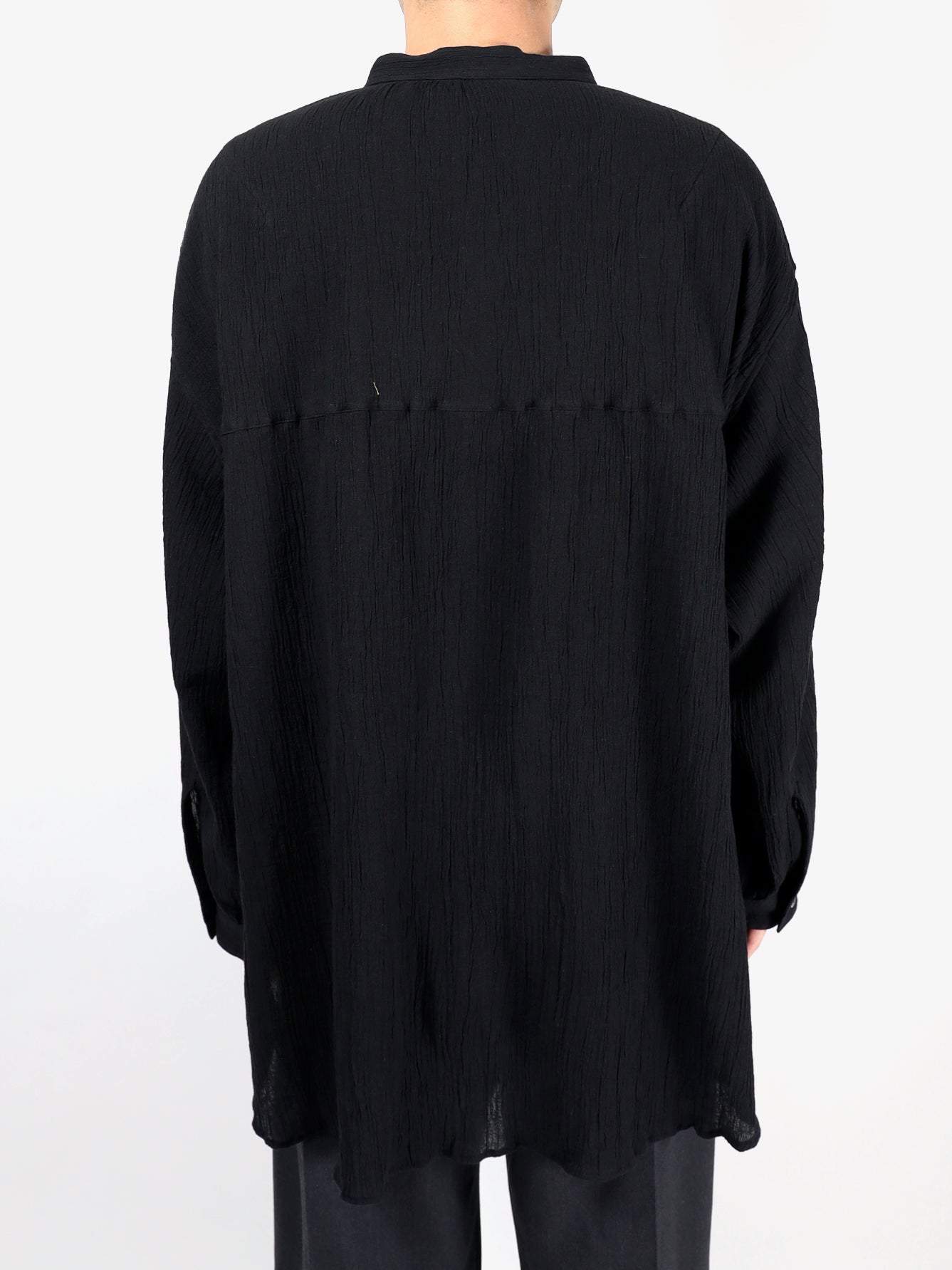 rerere　黒 CREPE HALF ZIP SHIRT(BLACK) – ANCELLM