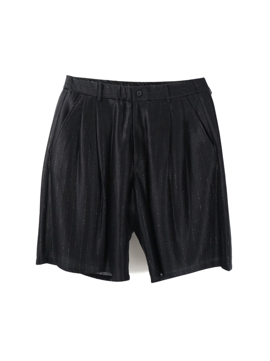 KANEMASA PHIL.　28G Silk Ramie Glittery Stripe Tuck Easy Shorts