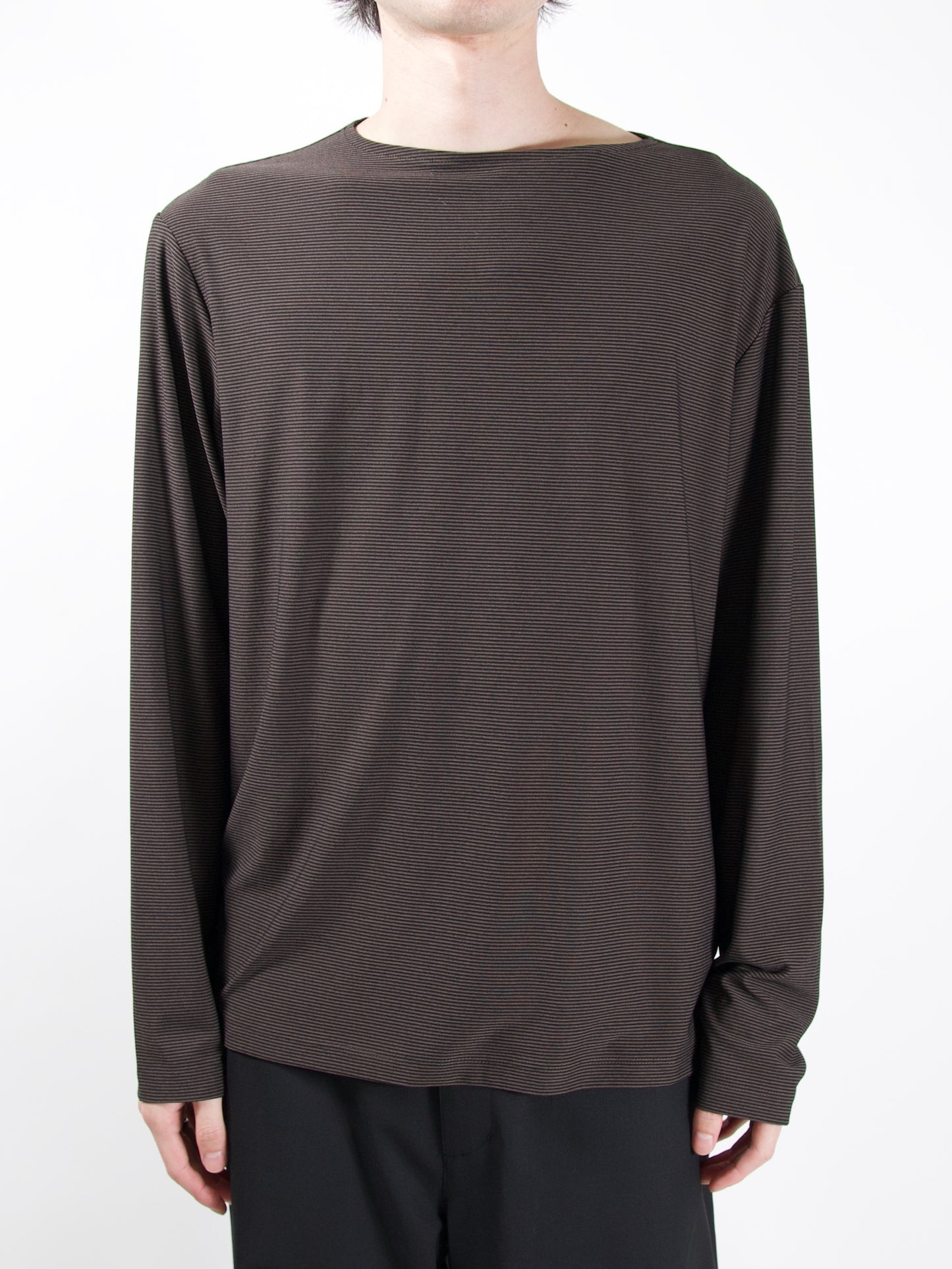 AMOMENTO　STRIPE BOAT NECK LONG SLEEVE