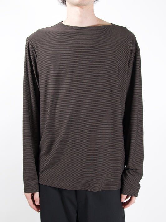 AMOMENTO　STRIPE BOAT NECK LONG SLEEVE