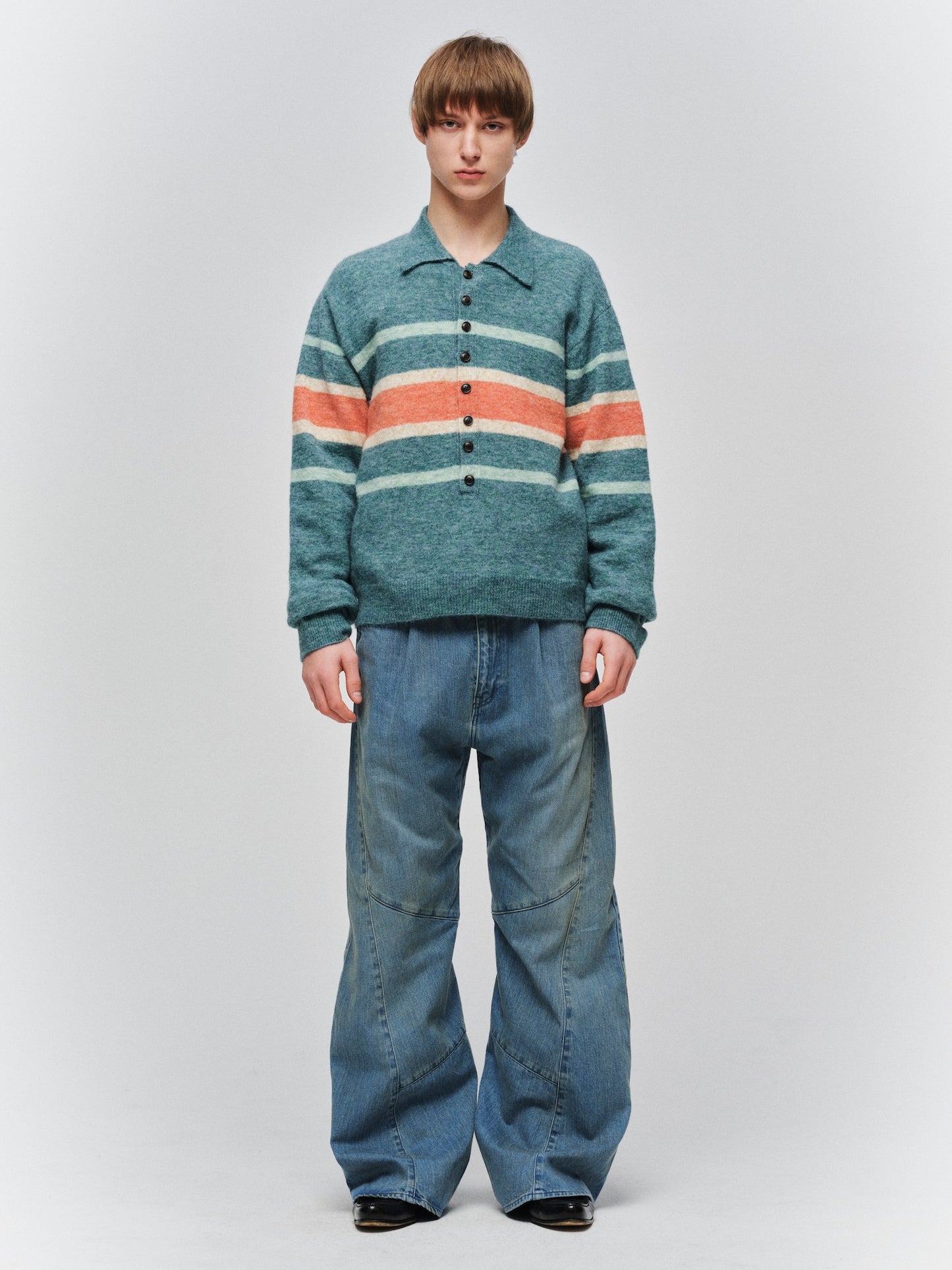 JIEDA　STRIPED KNIT POLO