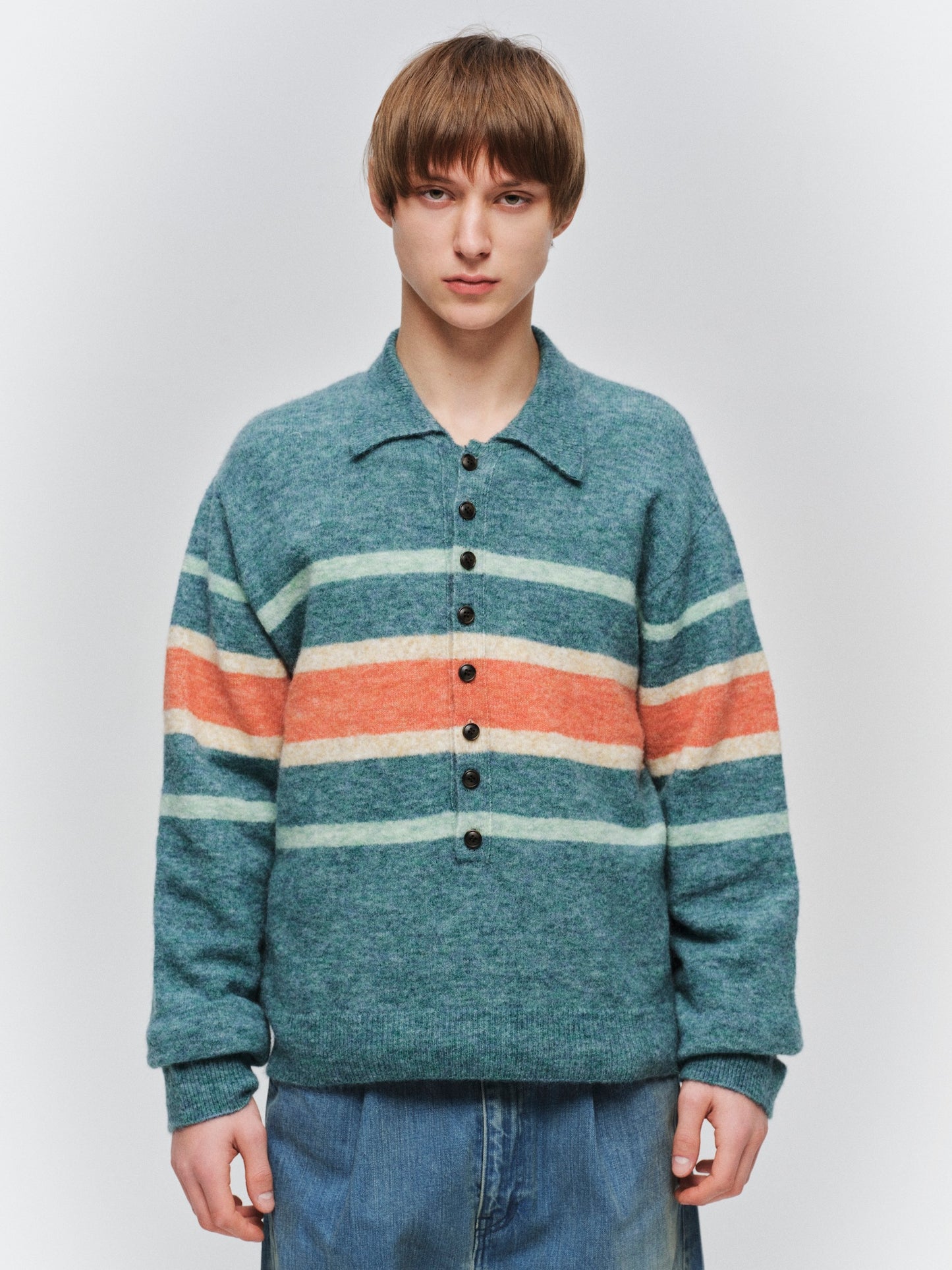 JIEDA　STRIPED KNIT POLO