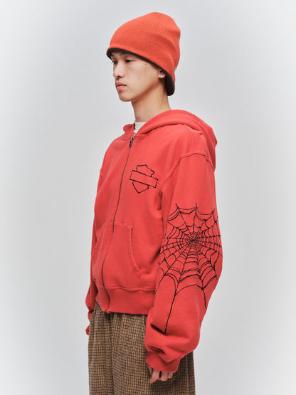 JIEDA　SPYDER-EMBROIDERED SLEEVE HOODIE