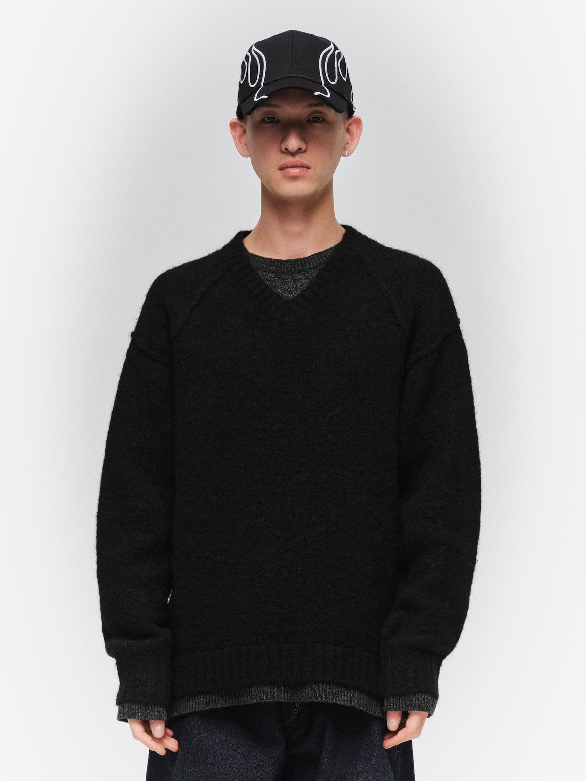 JIEDA　LAYERED MOHAIR V-NECK SWEATER