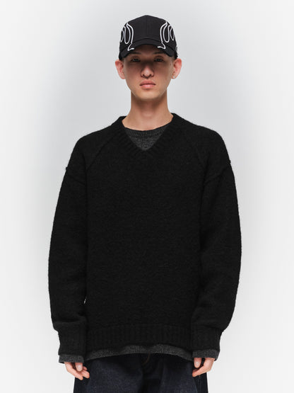 JIEDA　LAYERED MOHAIR V-NECK SWEATER