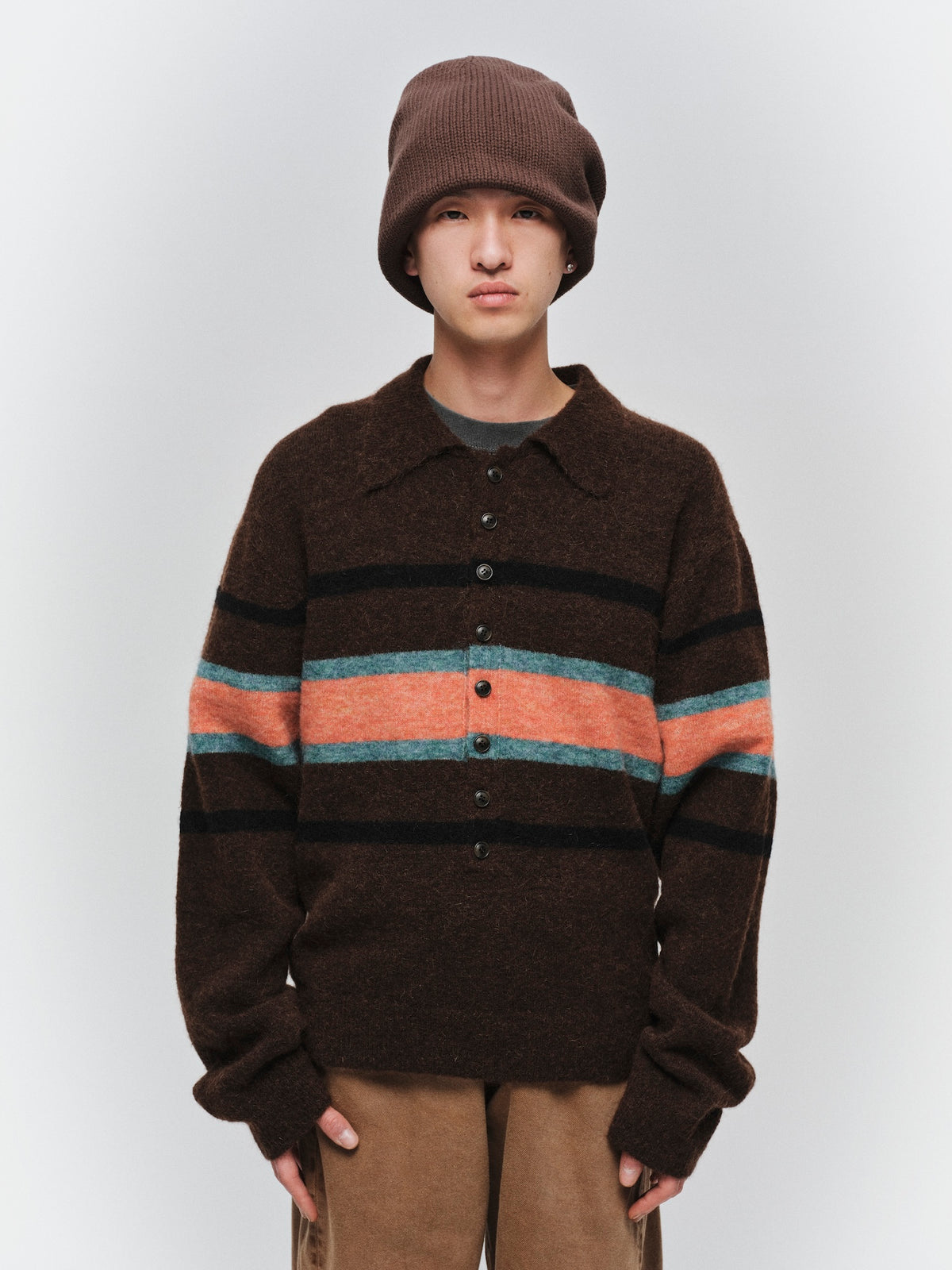 JIEDA　STRIPED KNIT POLO