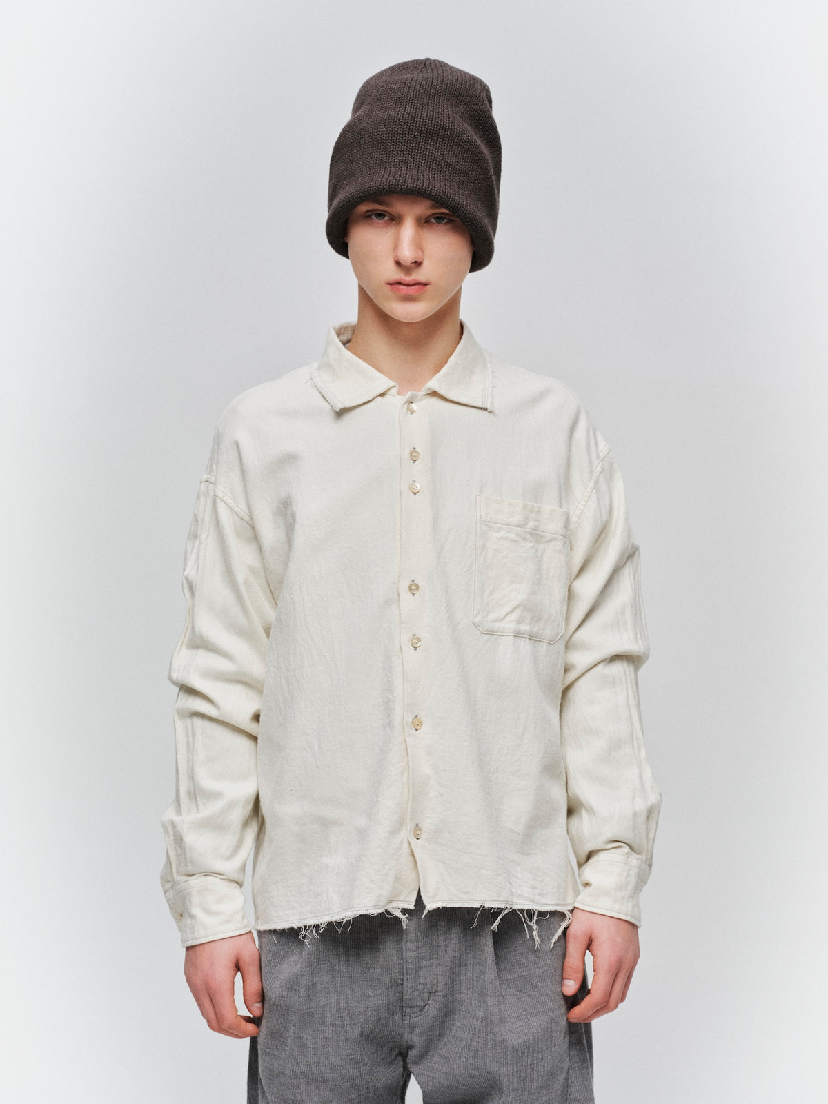JIEDA　COTTON SILK CUT-OFF SHORT SHIRT