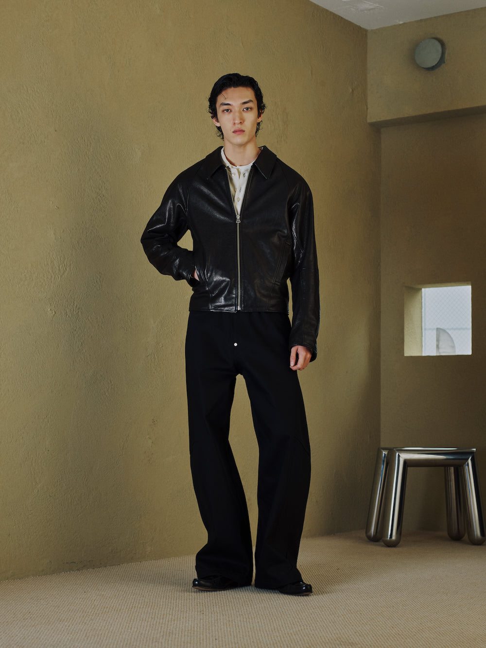 JIEDA　DRAPING LEATHER JACKET