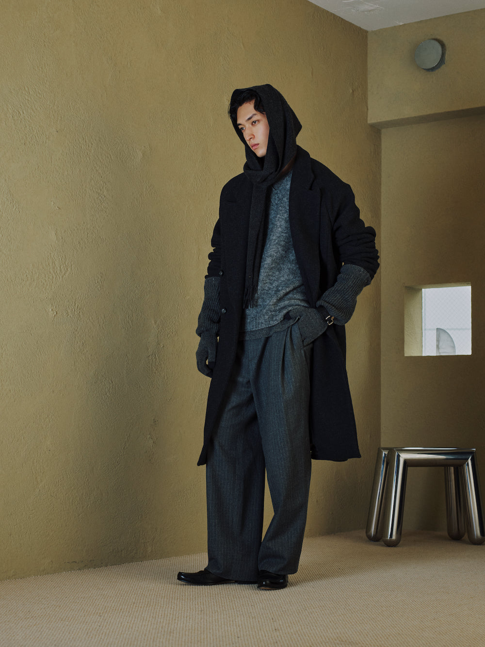 JIEDA　LAYERED MOHAIR V-NECK SWEATER