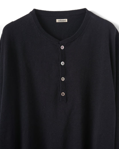 refomed　OLD MAN HENLEY NECK KNIT