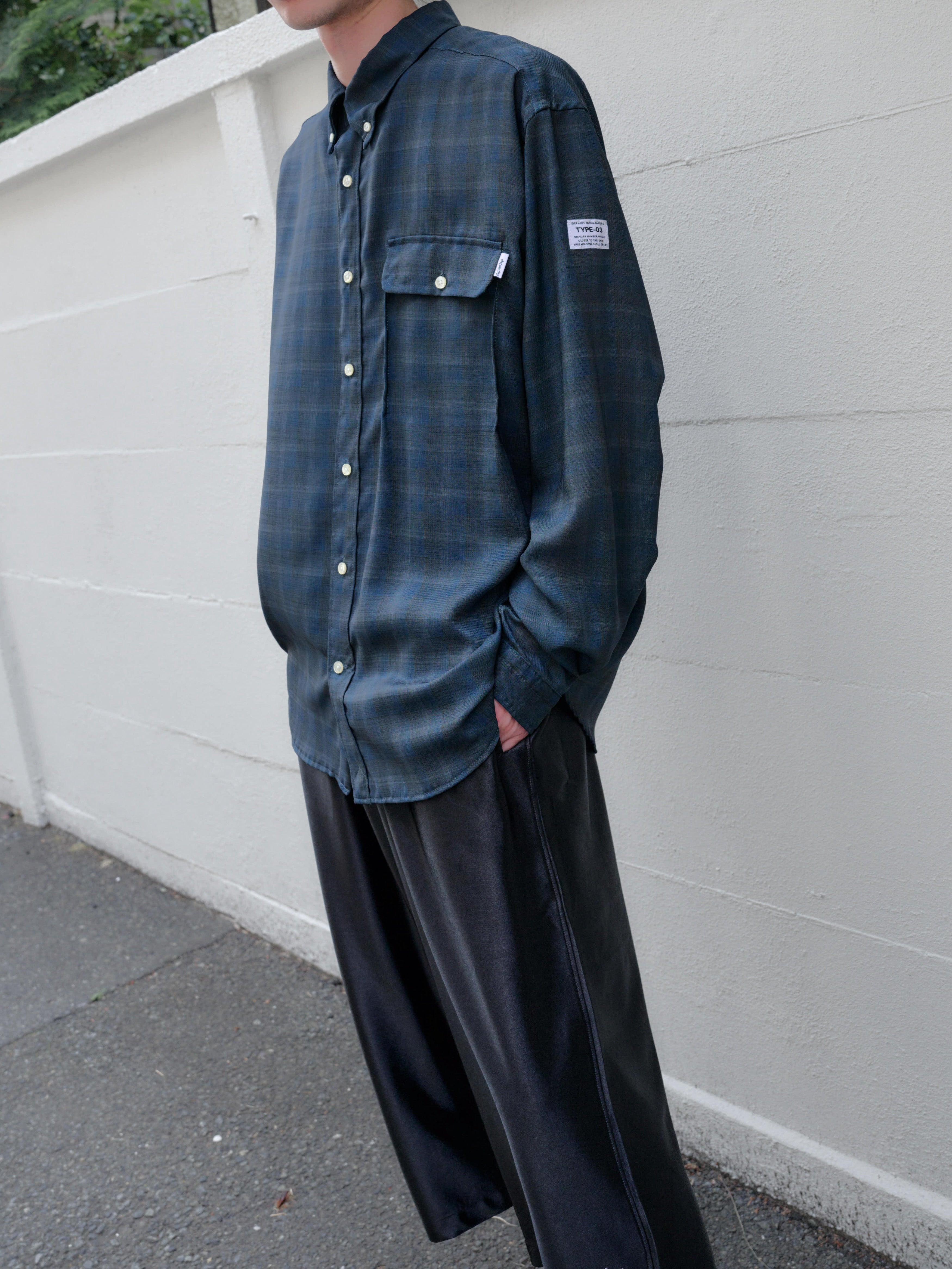 elephant TRIBAL fabrics ON THE WAY CHECK SHIRT – KIKUNOBU