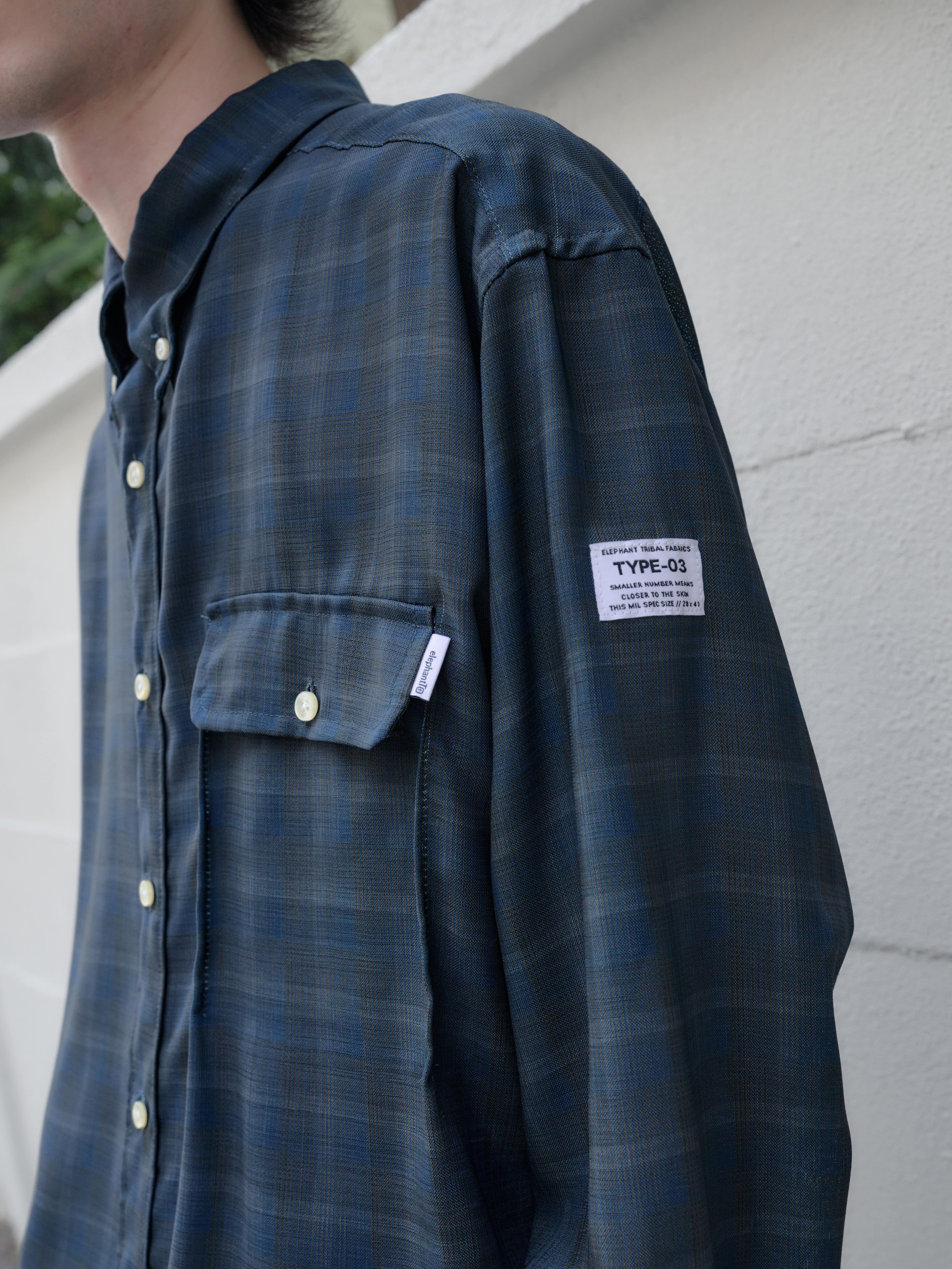 elephant TRIBAL fabrics ON THE WAY CHECK SHIRT – KIKUNOBU