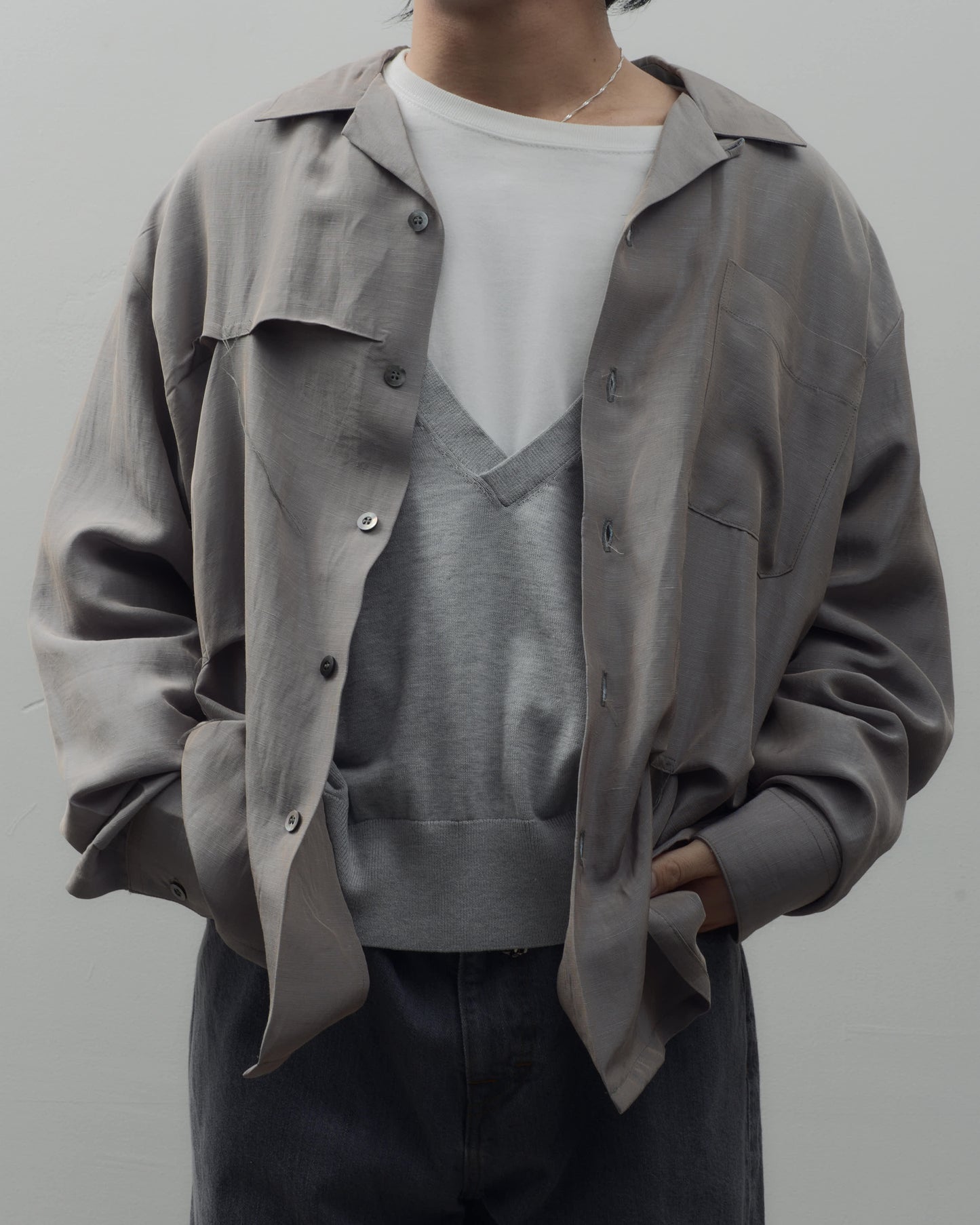 JIEDA　COTTON SILK V NECK KNIT