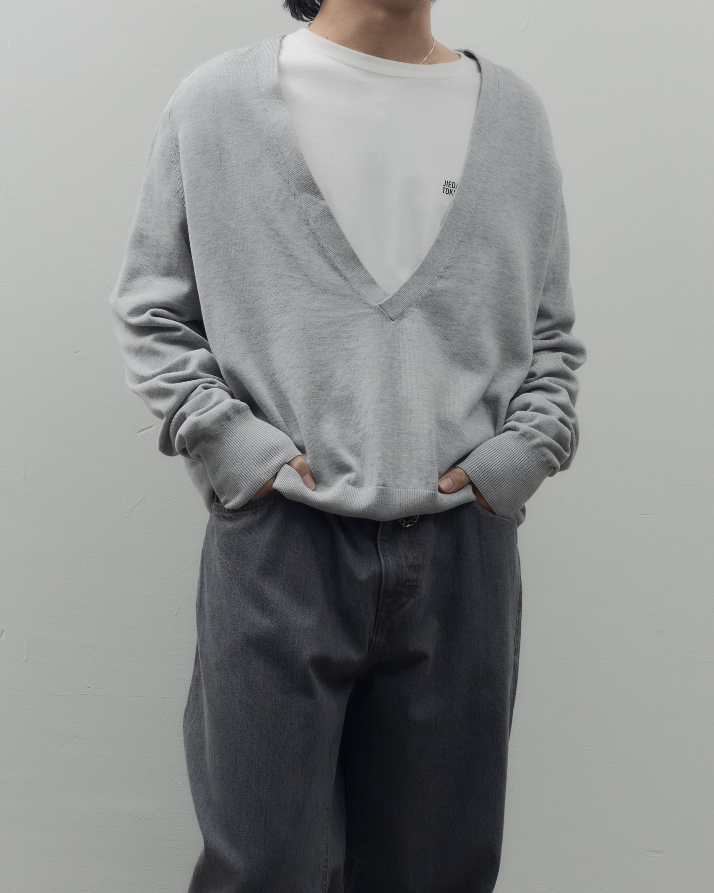 JIEDA　COTTON SILK V NECK KNIT