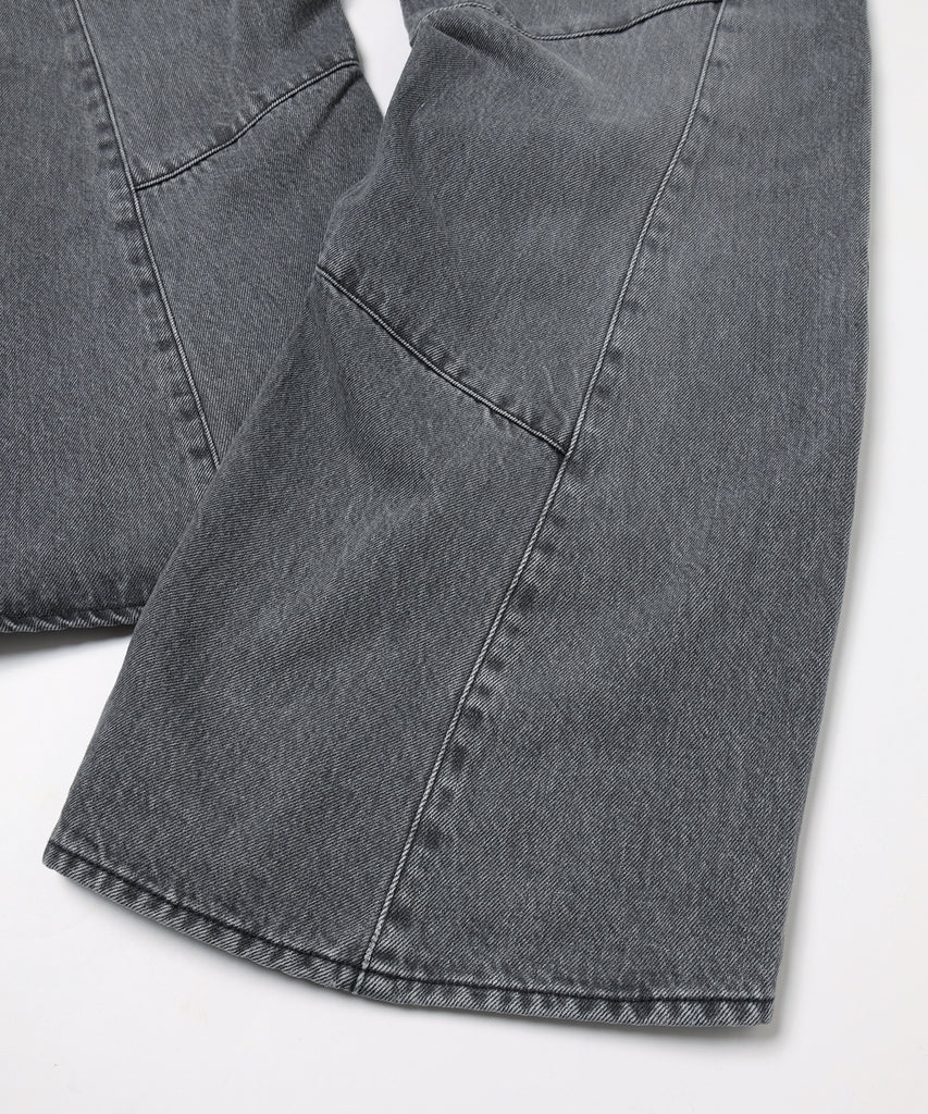 JIEDA　USED WASH ENGINEERED DRAPED FLARE DENIM PANTS