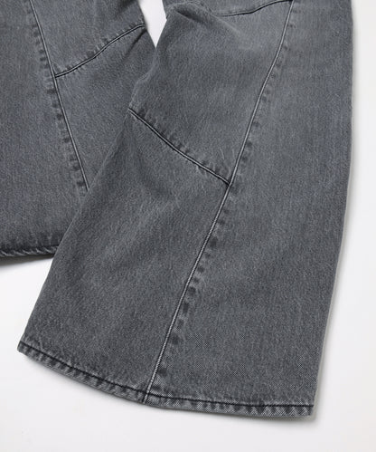 JIEDA　USED WASH ENGINEERED DRAPED FLARE DENIM PANTS
