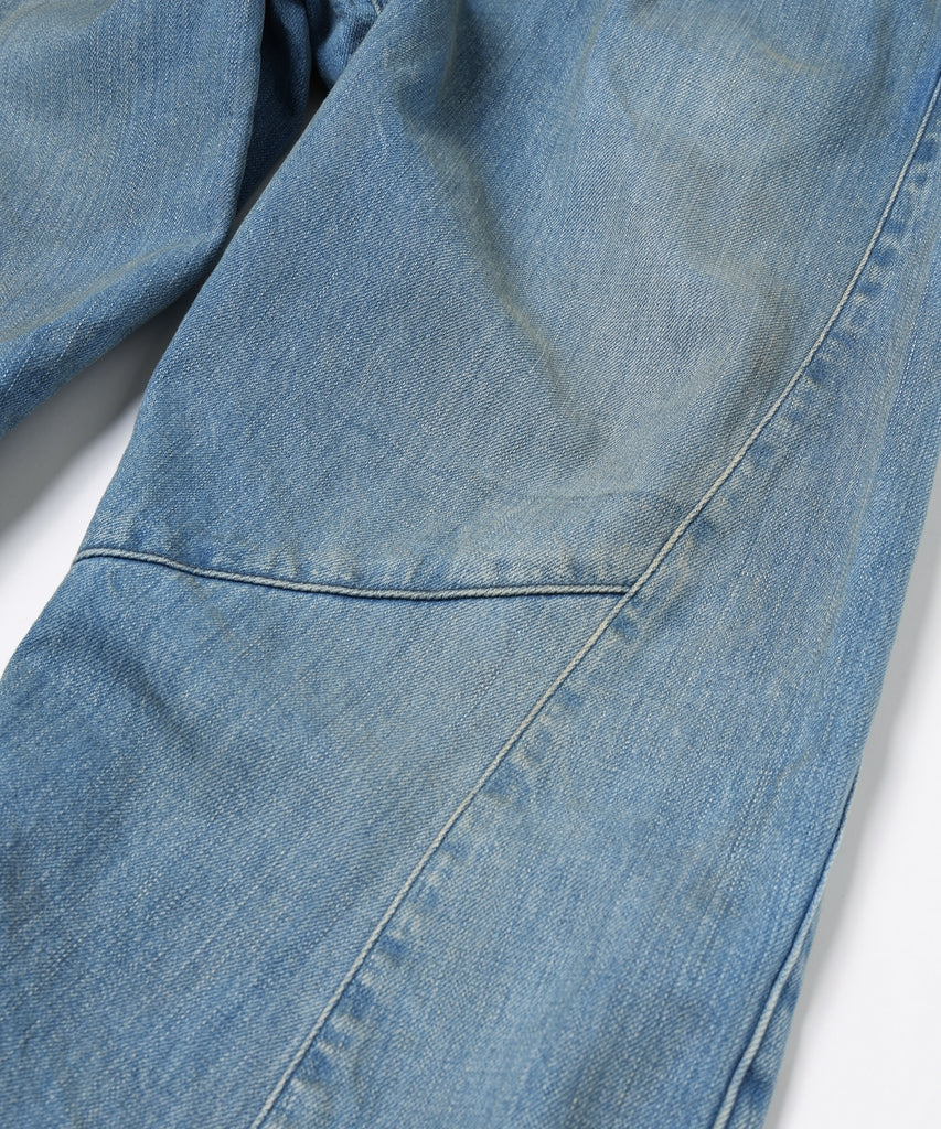 JIEDA　USED WASH ENGINEERED DRAPED FLARE DENIM PANTS
