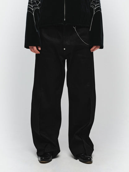 JIEDA　CUT OFF DOUBLE KNEE DENIM PANTS