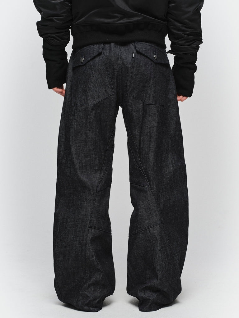 JIEDA　ENGINEERED DRAPING FLARE DENIM PANTS