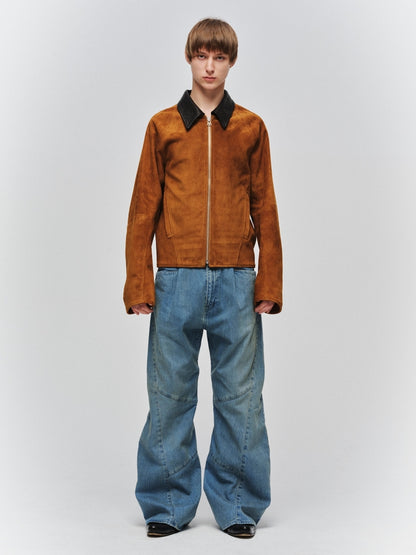 JIEDA　USED WASH ENGINEERED DRAPED FLARE DENIM PANTS