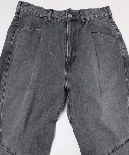 JIEDA　USED WASH ENGINEERED DRAPED FLARE DENIM PANTS
