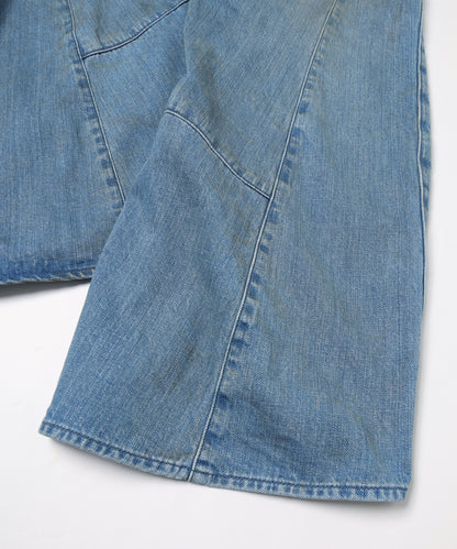 JIEDA　USED WASH ENGINEERED DRAPED FLARE DENIM PANTS