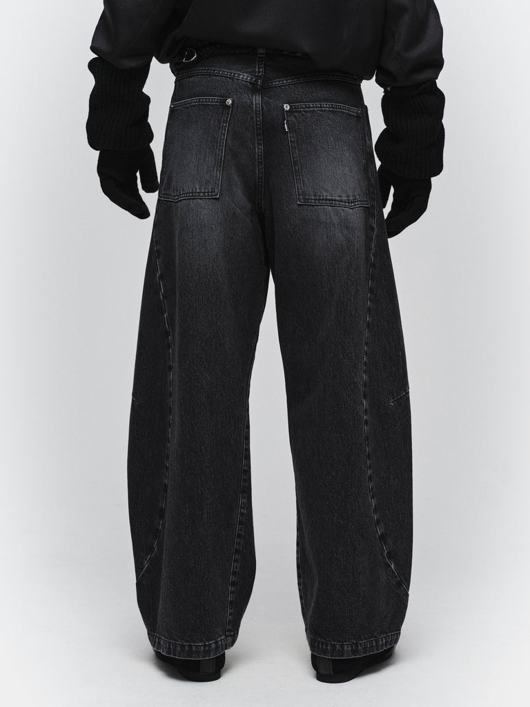 JIEDA　VINTAGE-FEEL DRAPED DENIM PANTS