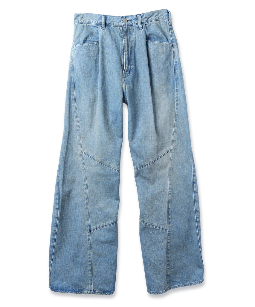 JIEDA　USED WASH ENGINEERED DRAPED FLARE DENIM PANTS