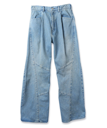 JIEDA　USED WASH ENGINEERED DRAPED FLARE DENIM PANTS