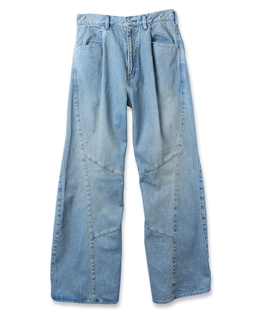 JIEDA　USED WASH ENGINEERED DRAPED FLARE DENIM PANTS