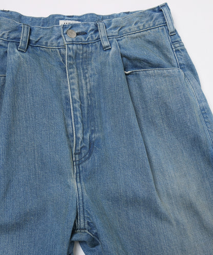 JIEDA　USED WASH ENGINEERED DRAPED FLARE DENIM PANTS